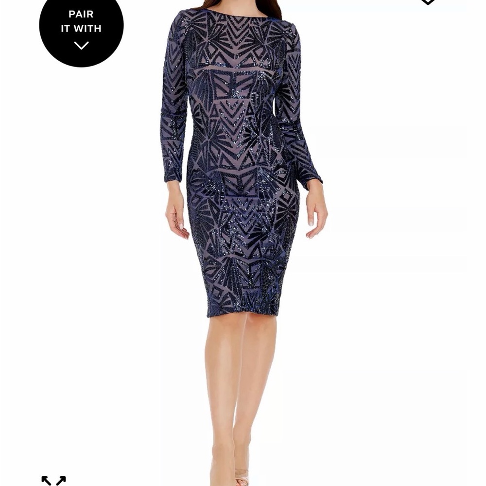 Dress the Population Navy Sequin Gown